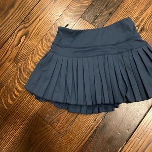 Navy Pleated Women's Tennis Skirt- Gold Hinge